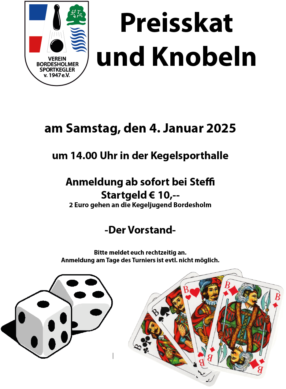 Einladung Skat und Knobeln 2025